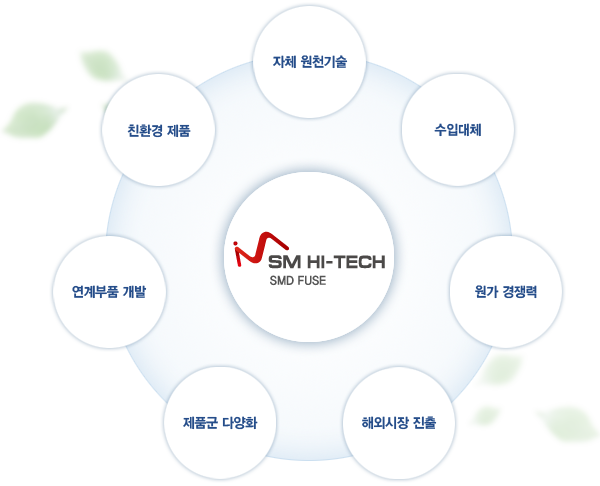 자체 원천기술수입대체원가 경쟁력해외시장 진출제품군 다양화연계부품 개발친환경 제품